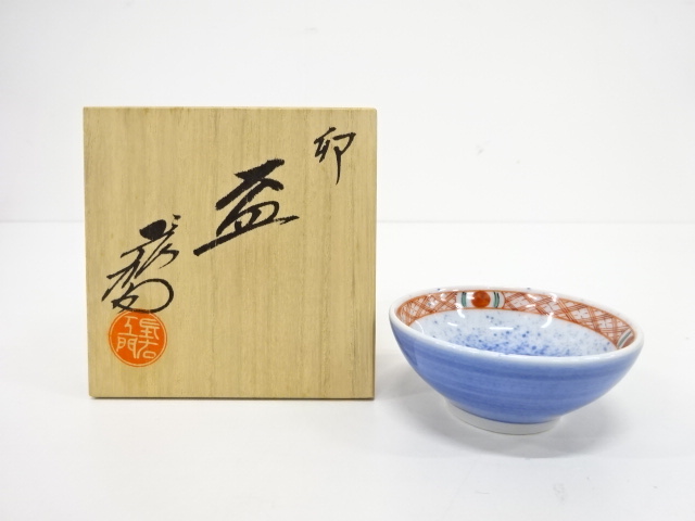 茶道具九谷焼西野昭弘昭月造本金赤細書小紋香炉共箱UR6040